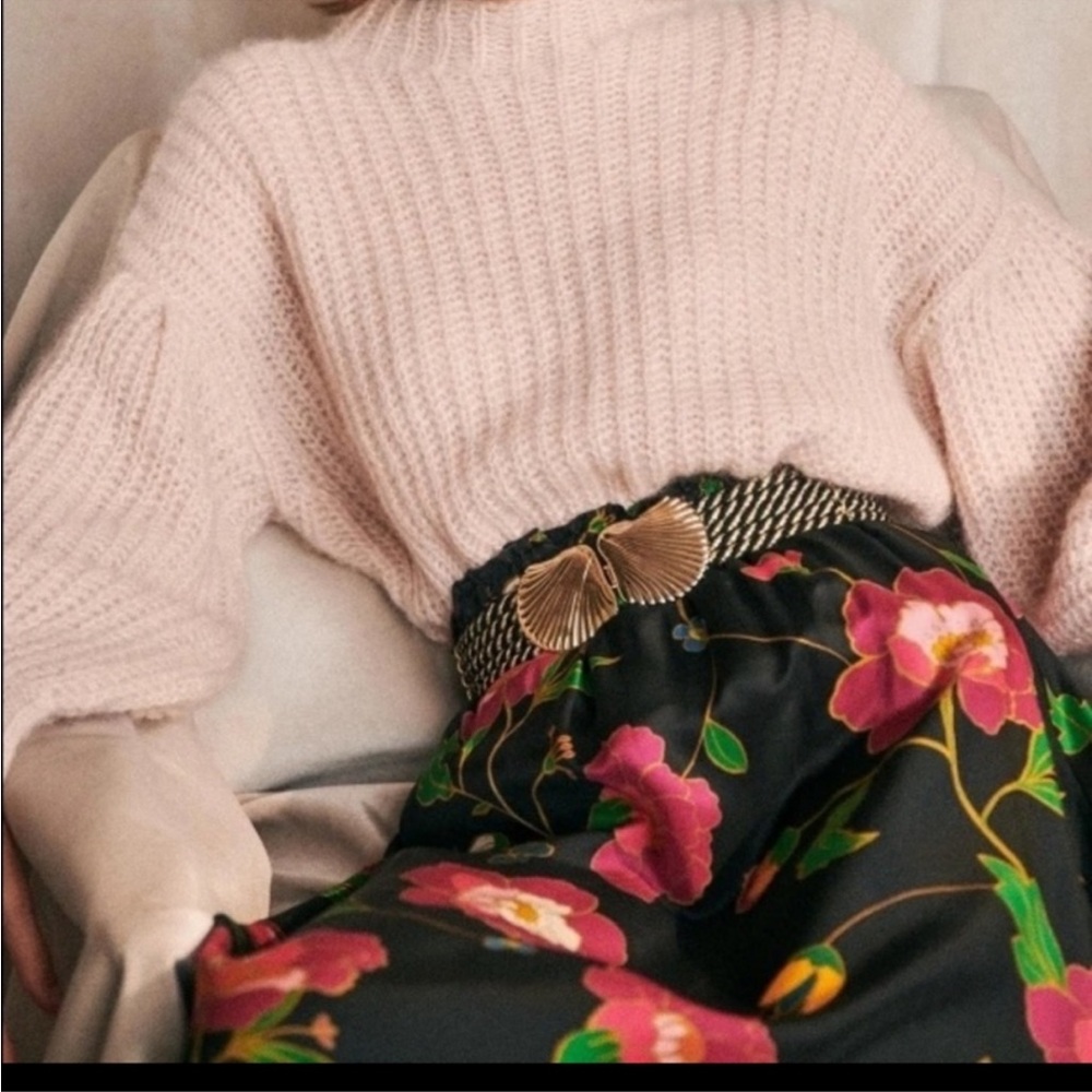SÉZANE Elie Silk Skirt With Printed Flowers from Japan 38/6 - Picture 4 of 10